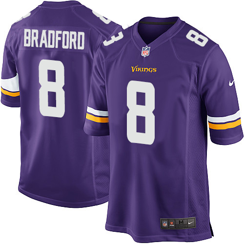 Youth Game Sam Bradford Nike Jersey Purple Home - #8 NFL Minnesota Vikings